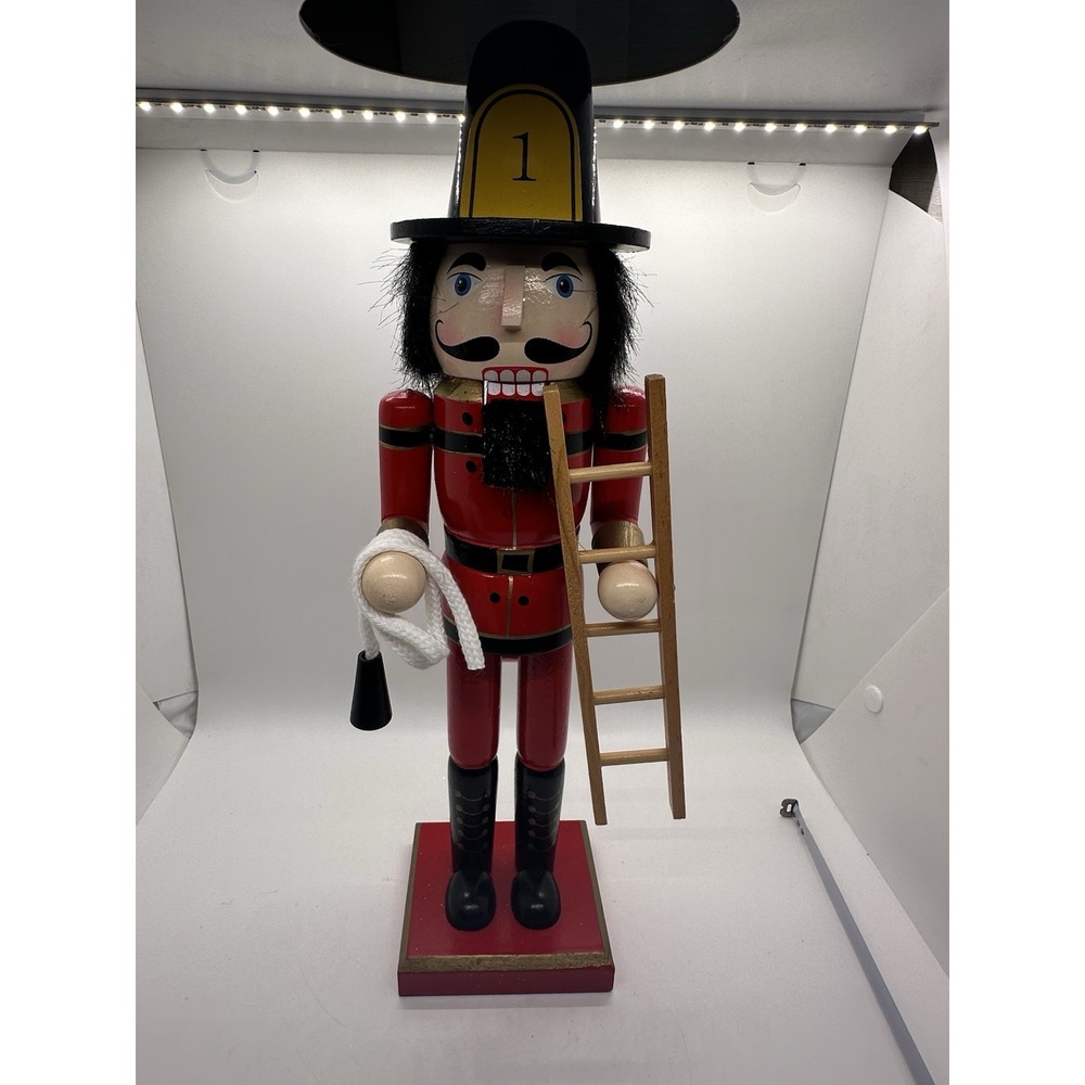 Hobby Lobby Firefighter Nutcracker Wooden Figurine 14"‎ Tall Christmas Decor